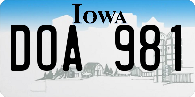 IA license plate DOA981