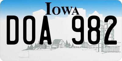 IA license plate DOA982