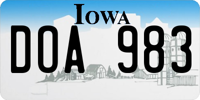 IA license plate DOA983