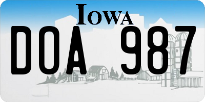 IA license plate DOA987