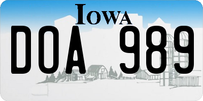 IA license plate DOA989