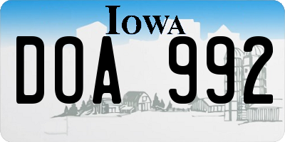 IA license plate DOA992