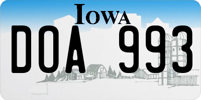 IA license plate DOA993