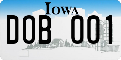 IA license plate DOB001