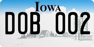 IA license plate DOB002