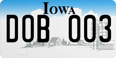IA license plate DOB003