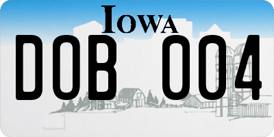 IA license plate DOB004