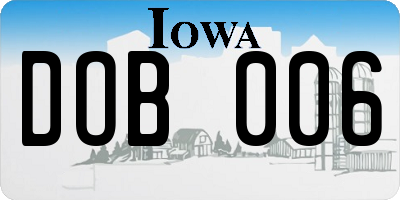 IA license plate DOB006