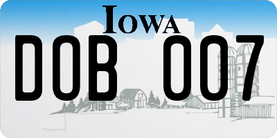 IA license plate DOB007