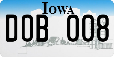 IA license plate DOB008