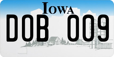 IA license plate DOB009