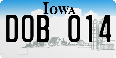IA license plate DOB014