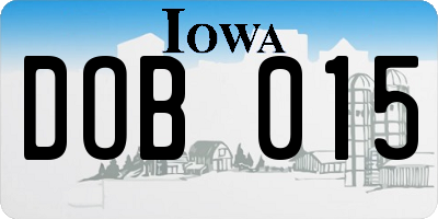 IA license plate DOB015