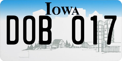 IA license plate DOB017