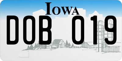 IA license plate DOB019