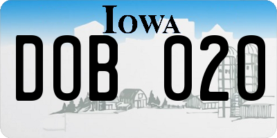 IA license plate DOB020