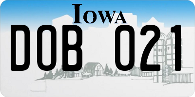 IA license plate DOB021