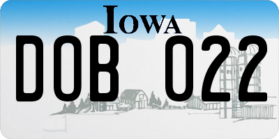 IA license plate DOB022