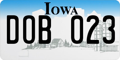 IA license plate DOB023