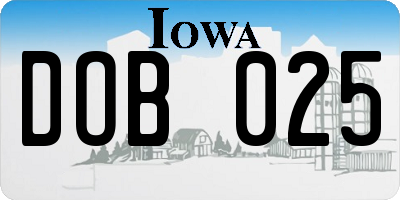 IA license plate DOB025
