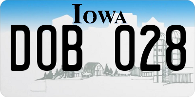 IA license plate DOB028