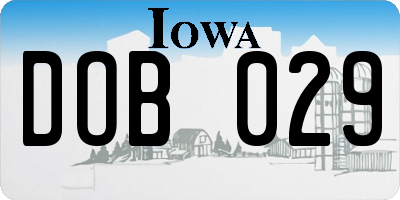 IA license plate DOB029