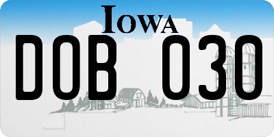 IA license plate DOB030
