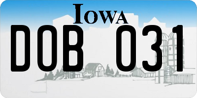 IA license plate DOB031