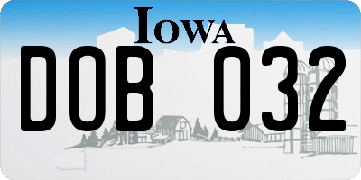IA license plate DOB032