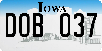 IA license plate DOB037