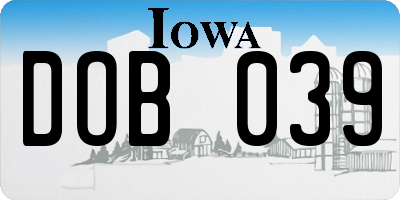 IA license plate DOB039
