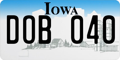IA license plate DOB040