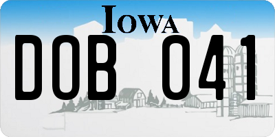 IA license plate DOB041