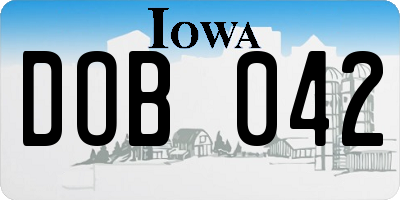 IA license plate DOB042