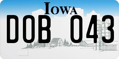 IA license plate DOB043