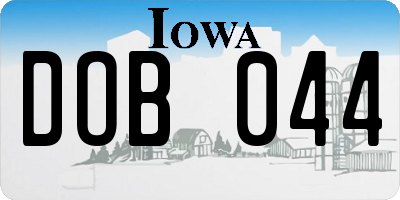 IA license plate DOB044