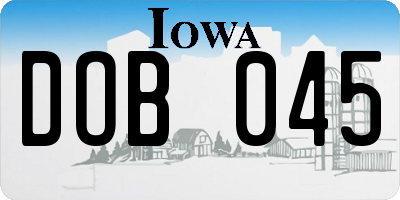 IA license plate DOB045
