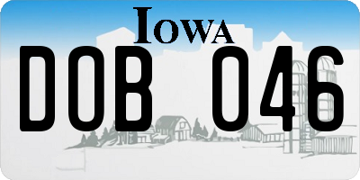 IA license plate DOB046