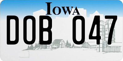 IA license plate DOB047