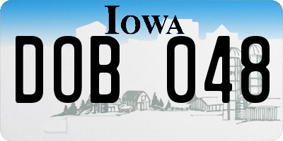 IA license plate DOB048