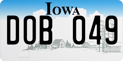 IA license plate DOB049