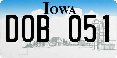 IA license plate DOB051