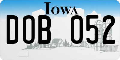 IA license plate DOB052