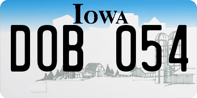 IA license plate DOB054