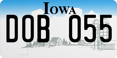 IA license plate DOB055