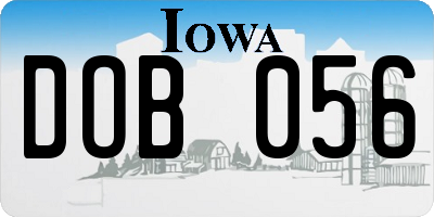 IA license plate DOB056