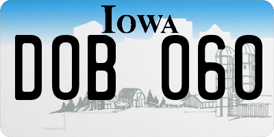 IA license plate DOB060