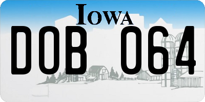 IA license plate DOB064