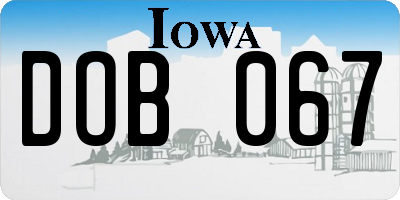 IA license plate DOB067