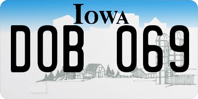 IA license plate DOB069